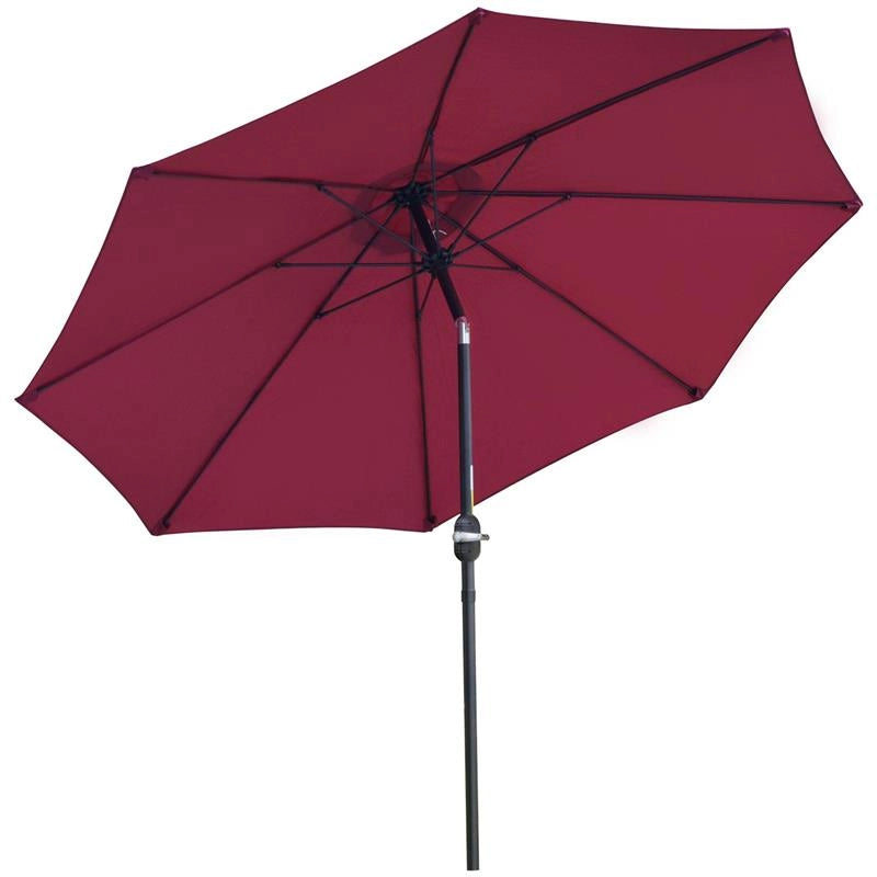 OMBRELLONE ROTONDO E REGOLABILE CON MANOVELLA IN POLIESTERE METALLO E FIBRA DI VETRO Ø 265X240 CM ROSSO E NERO