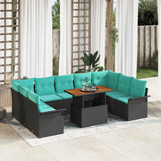 Set Divano da Giardino con cuscino 10 pcs Nero e blu