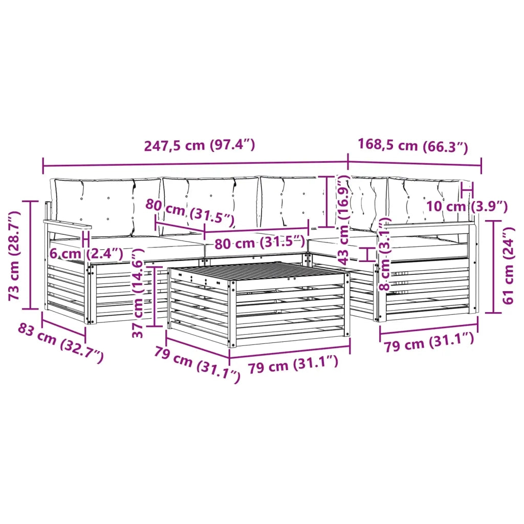 Set di divani da esterno con cuscino 5 pcs Naturale e Beige 3373408