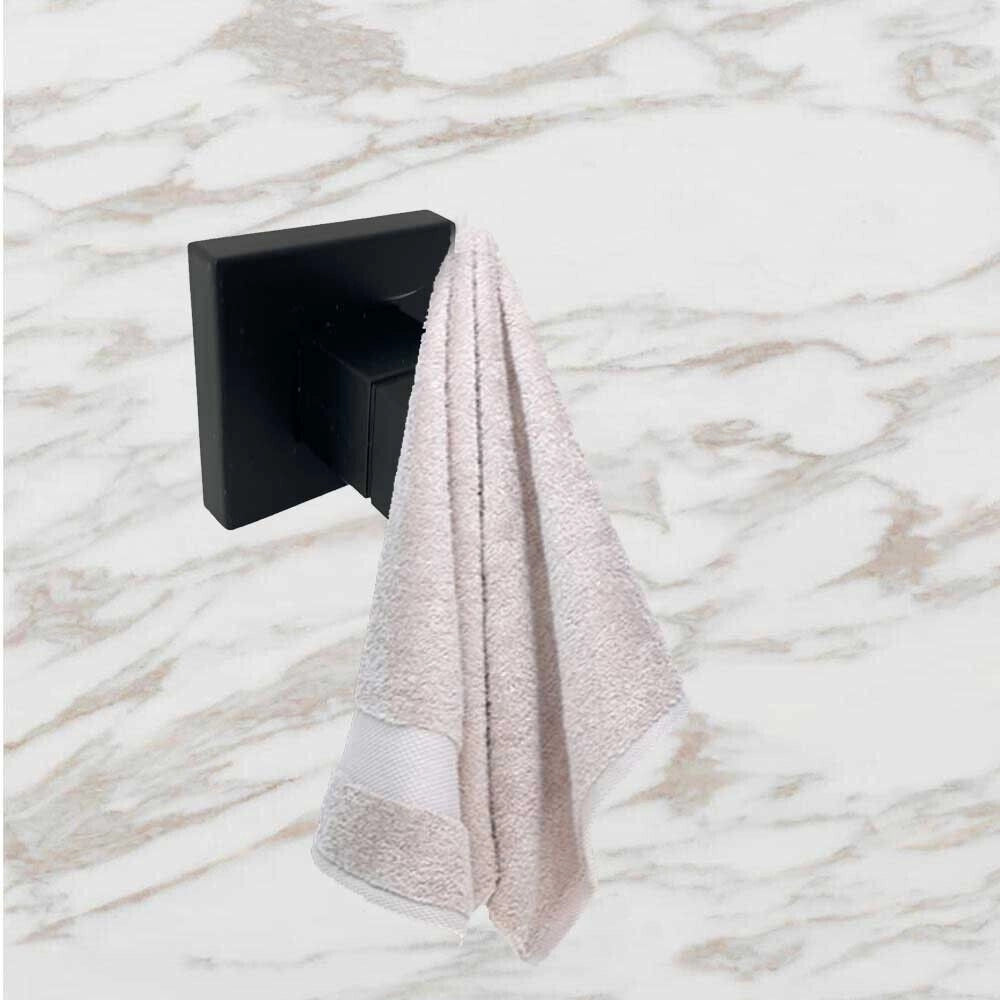 Trade Shop - Set Ultra Moderno Nero 6pz Bagno Porta Asciugamano Rotolo Bicchiere Spazzolini 87261 -