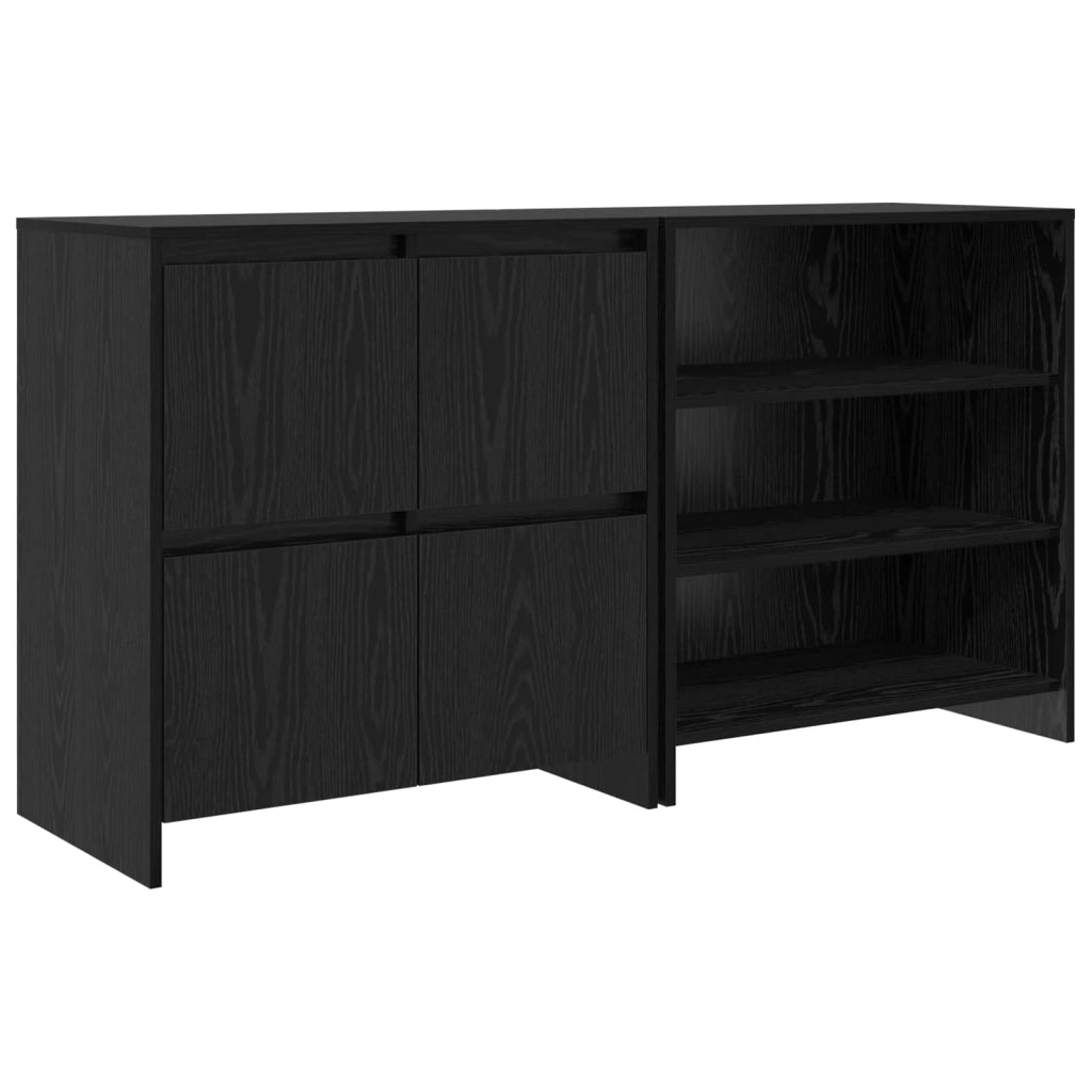 Credenza 2 pz | Madia | Buffet da pranzo | Armadio da pranzo Rovere Nero 70 x 41 x 75 cm Legno multistrato