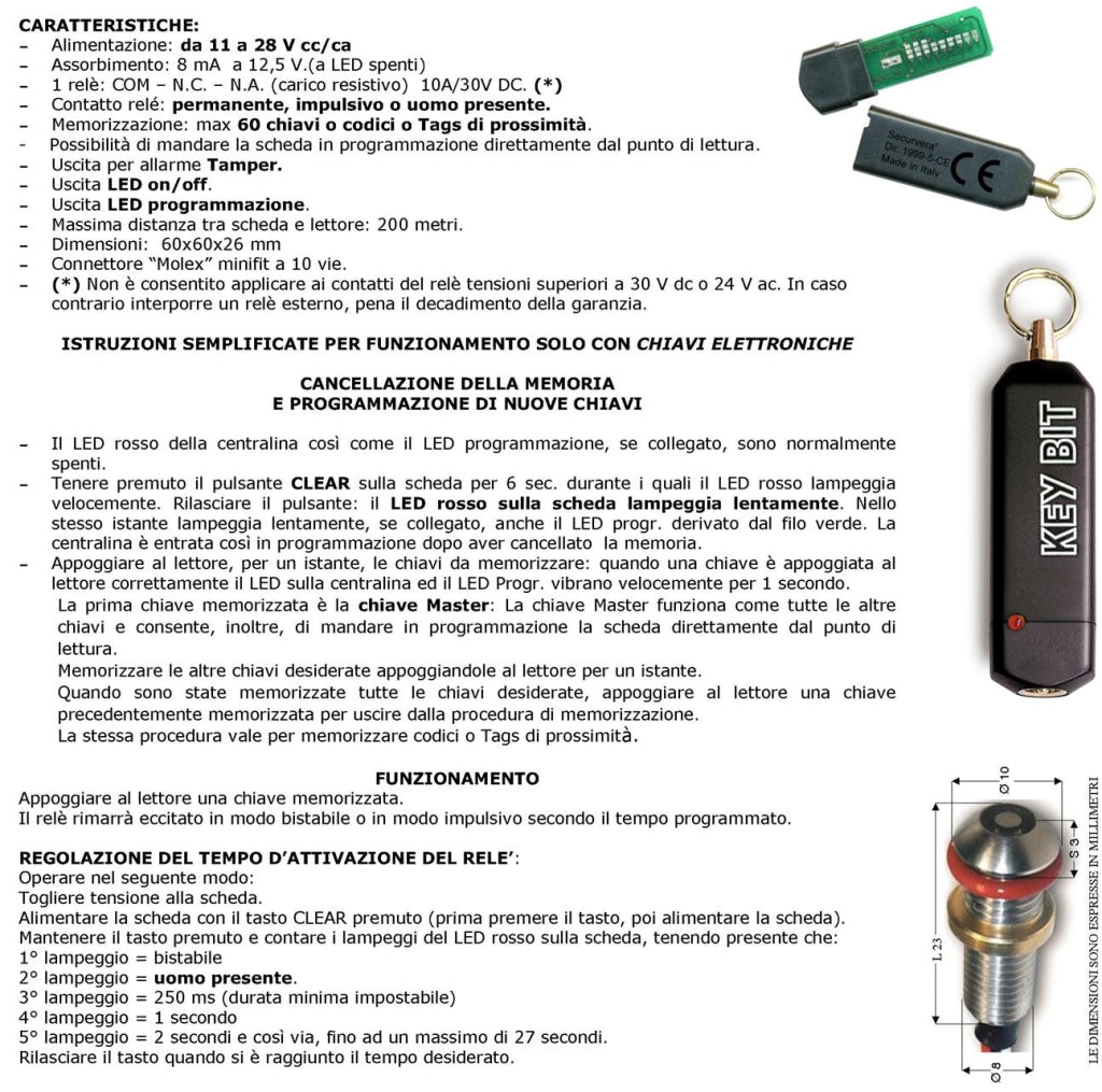Decoder di Chiave Elettronica Key Bit Dallas Denver DDK Sistema Antivandalo Universale da Pannello o Modulo Frutto 501-504 Funziona con L’elaboratori o Centrale Dedicata Lettura Codice a Sfioramento