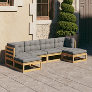 Set Divani Giardino 6 pz con Cuscini in Legno Massello di Pino 3077114