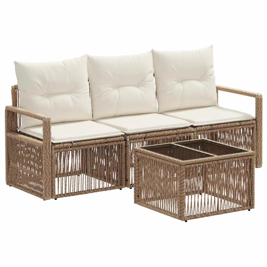Set Divano da Giardino 4 pcs Beige polyrattan 3435633