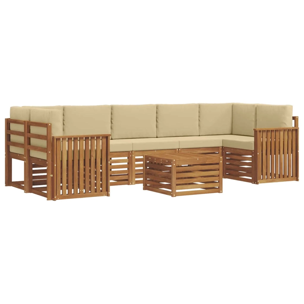 Set di divani da esterno con cuscino 8 pcs Naturale e Beige