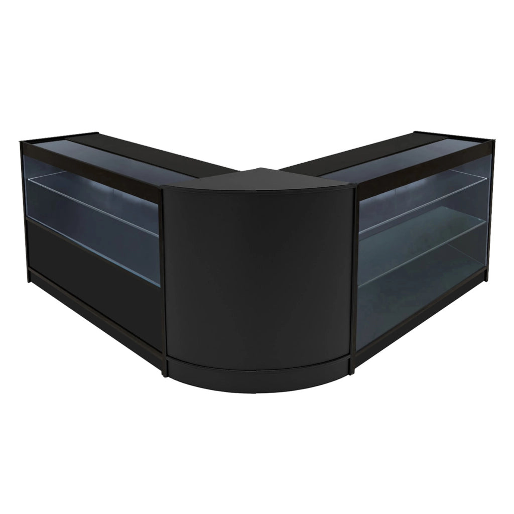 Set Bancone Nero Hera LED K1200 C1200 CM60 con Serratura e Vetrina Espositiva