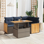 Set Divano Giardino 5 pz con Cuscini Grigio Polyrattan Acacia 3327708