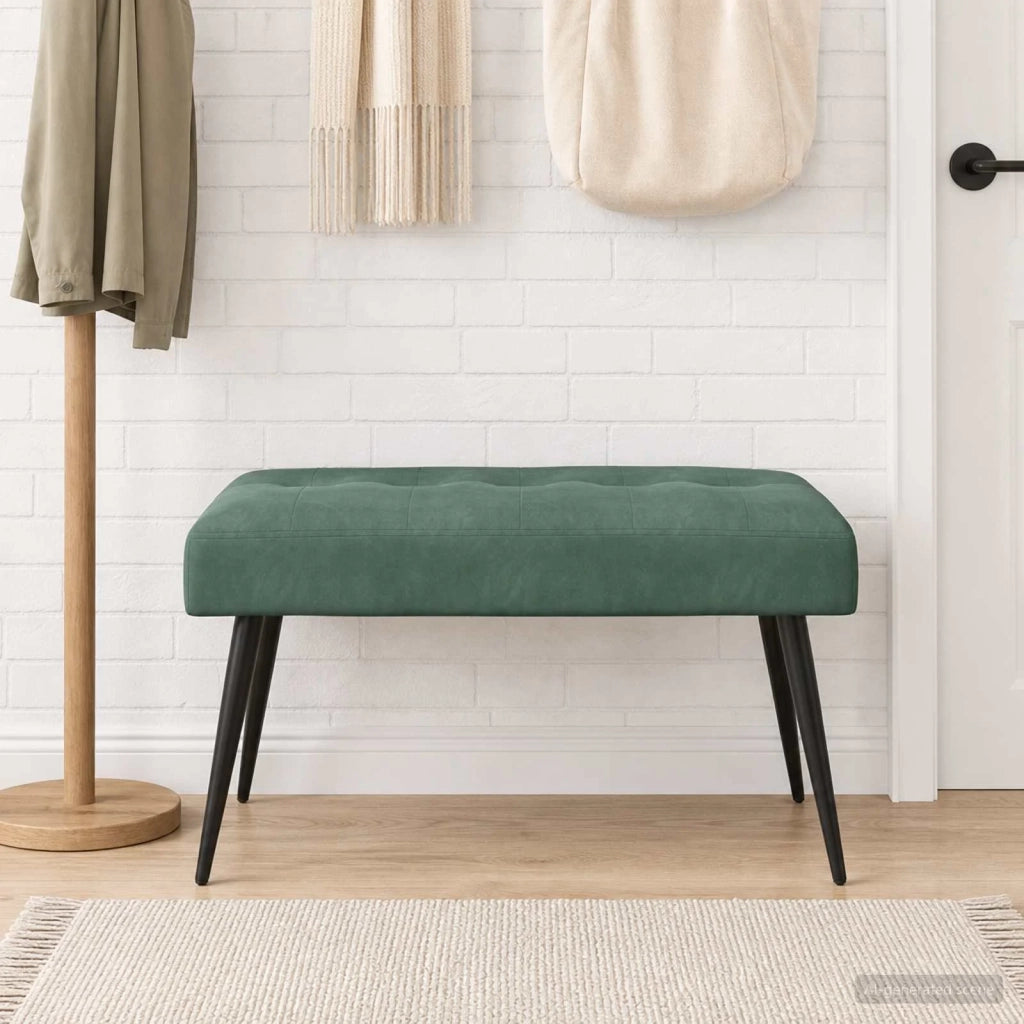 Panchina con bottoni imbottiti Verde Mare 80 x 40 x 46 cm 42038526