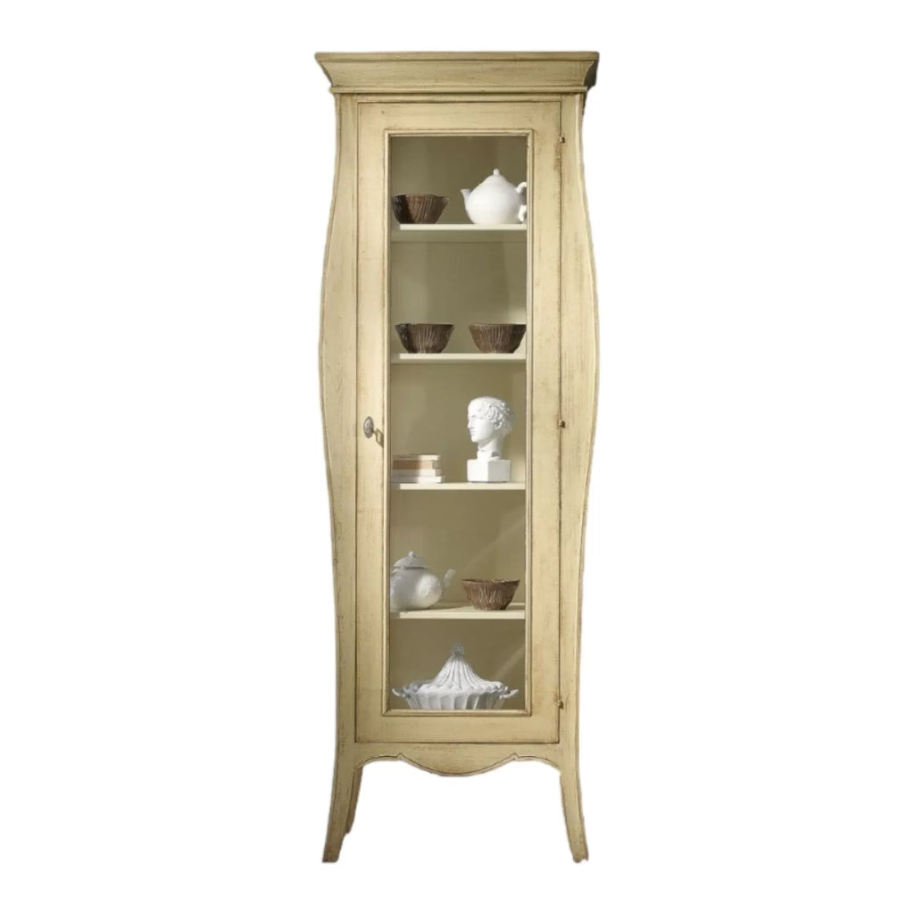 Vetrina 1 porta in legno laccato avorio patinato misure l.71 p.48 h.204 (3095) - Mobili 2G