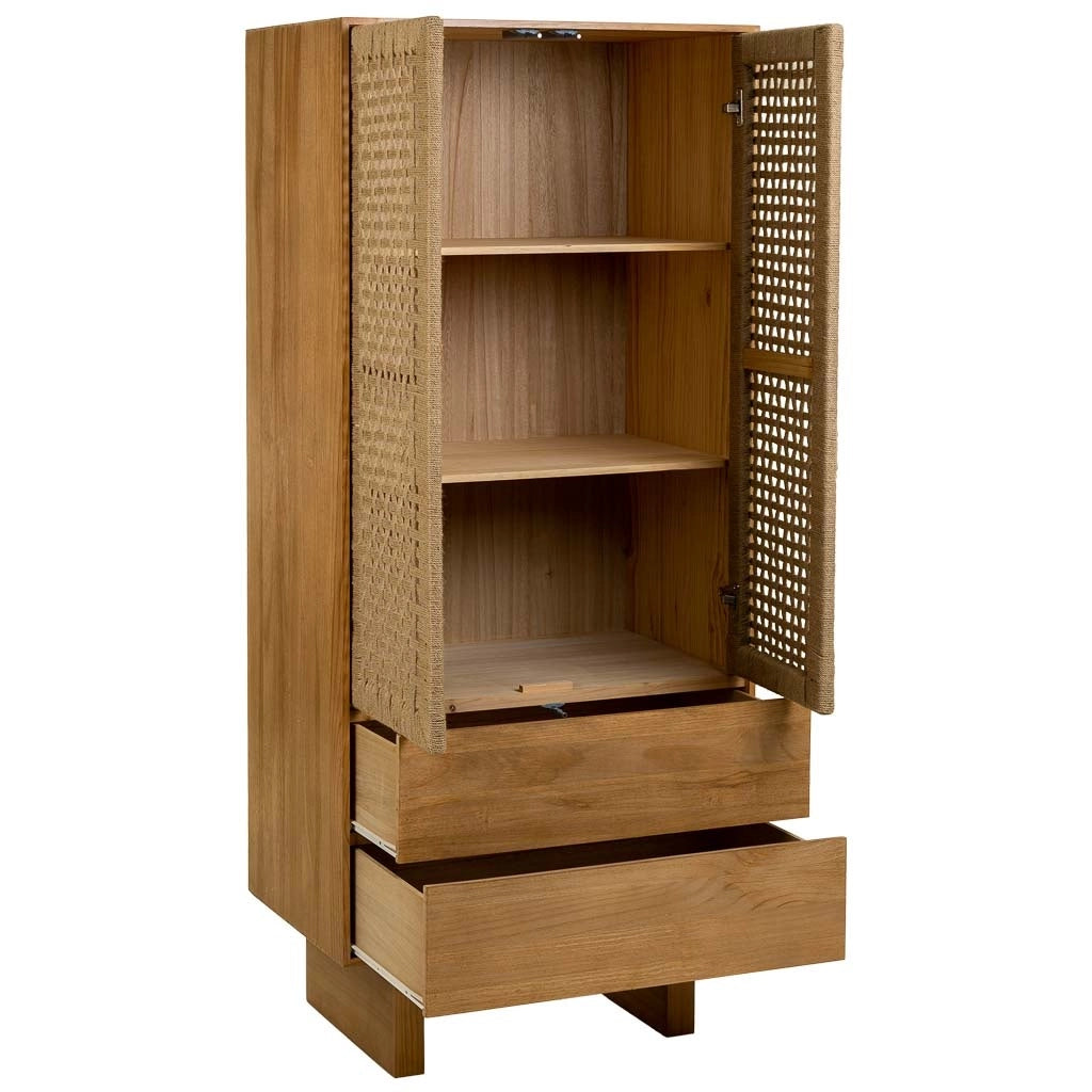 Armadio in legno e corda intrecciata marrone 75x45x170h
