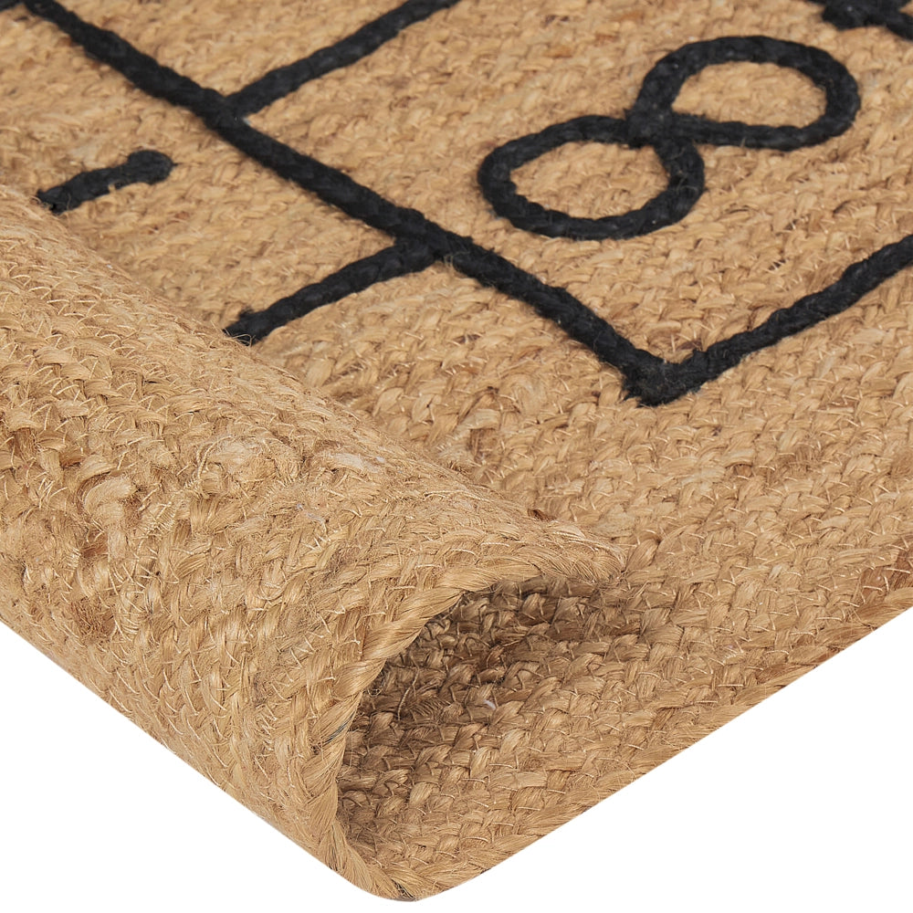 Tappeto in juta naturale 60 x 150 cm rettangolare intrecciato con bordo smerlato stile rustico boho per soggiorno e camera da letto