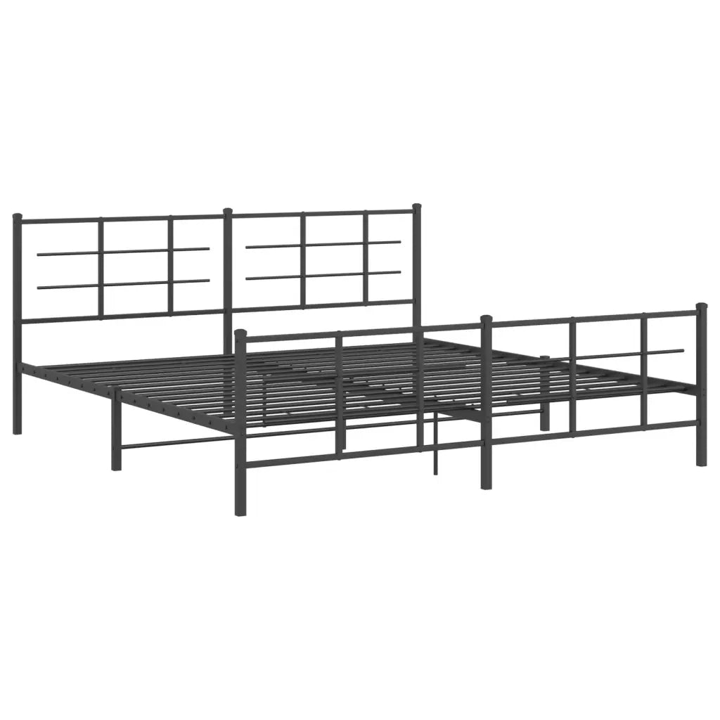Giroletto con Testiera e Pediera-Struttura Letto Metallo Nero 193x203 cm 630964