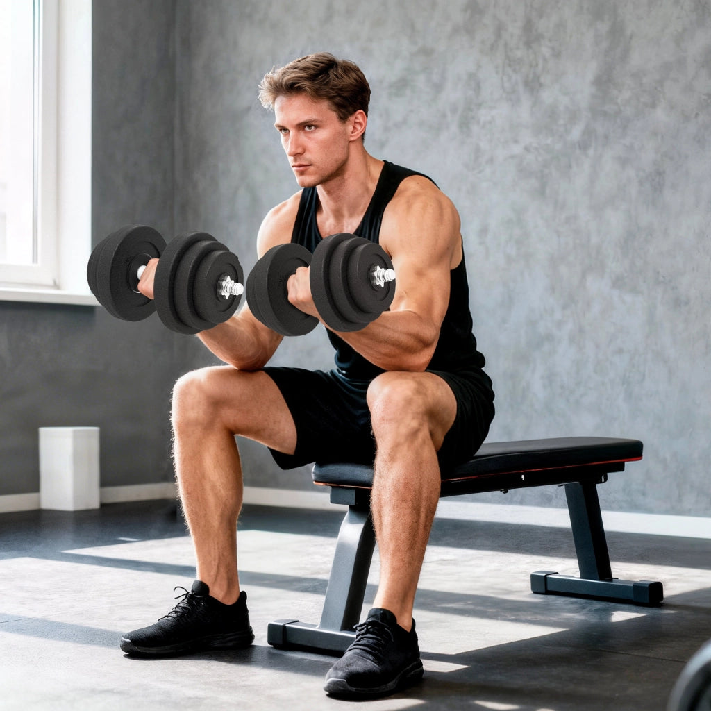 Set di manubri regolabili 40 kg ¨C zephmum ¨C 4x5 kg 4x2,5 kg 4x1,5 kg con 2 barre ?25x450 mm