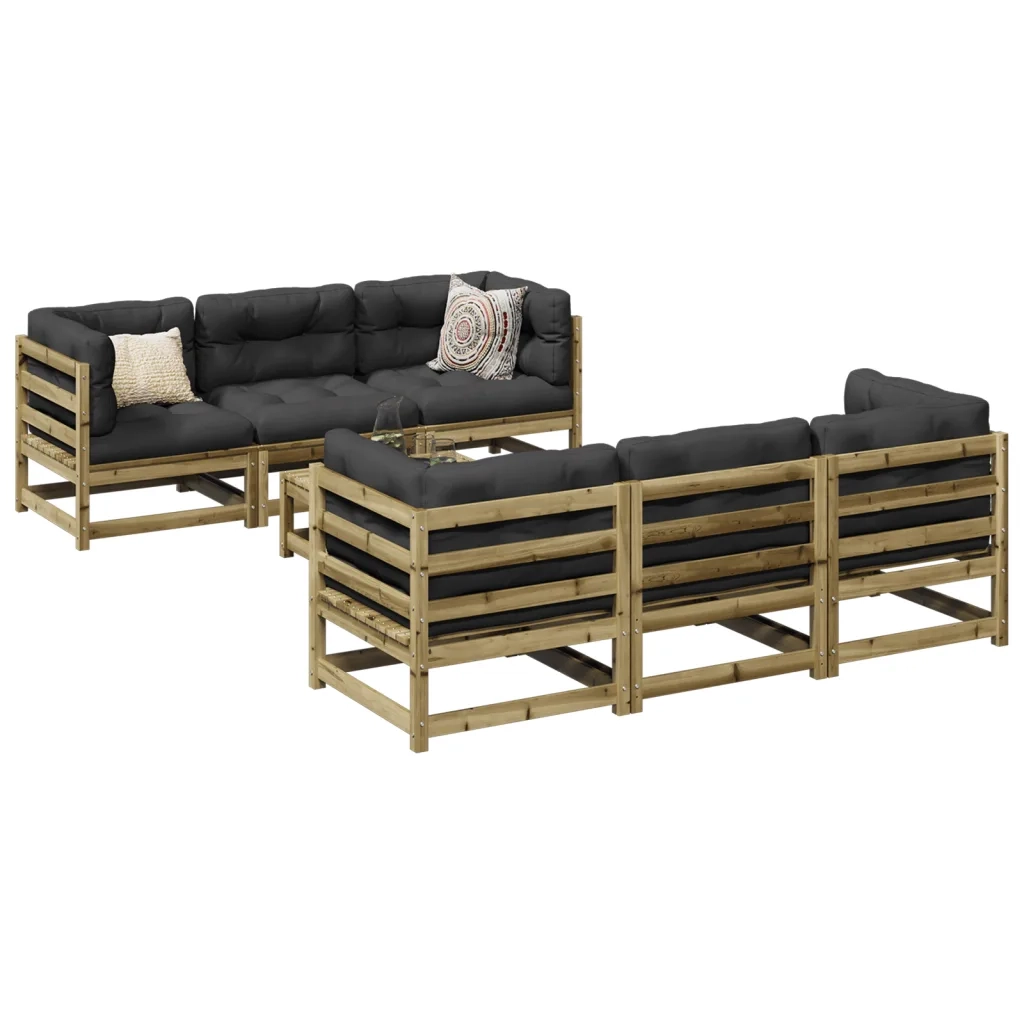 vidaXL Set Divani da Giardino 7 pz in Legno Impregnato di Pino