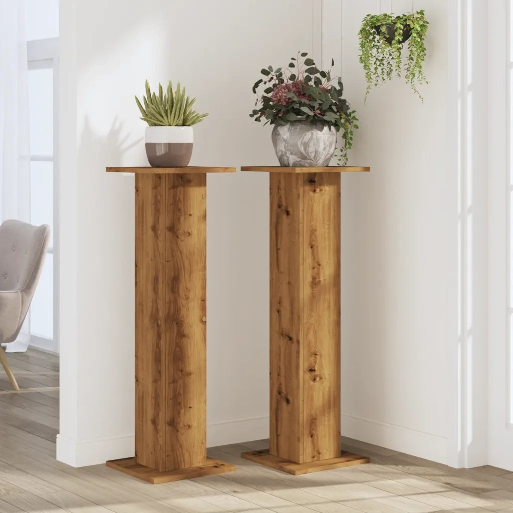 vidaXL Supporti Piante 2 pz Rovere Artigianale 30x30x95 cm Truciolato
