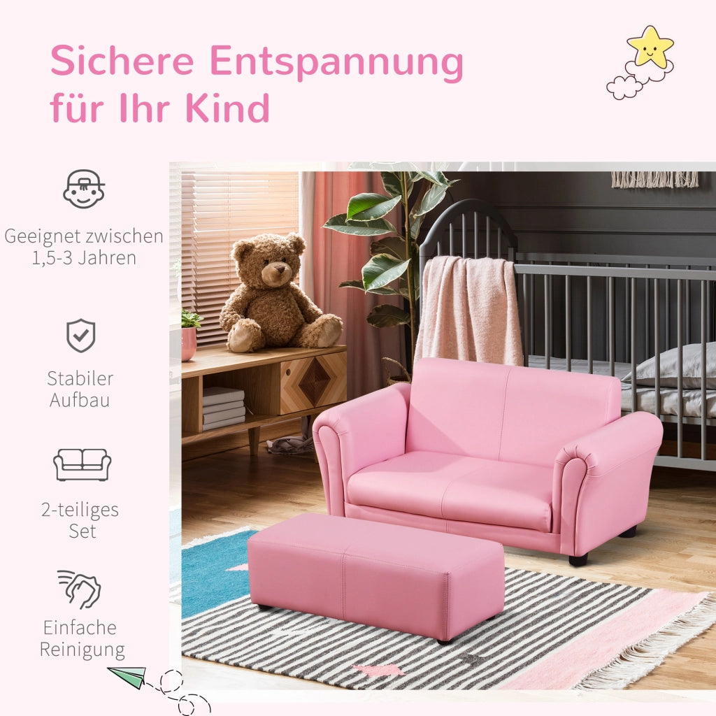 Poltrona per bambini con pouf ¨C zephmum ¨C rosa 83x42x41 cm