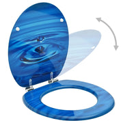Tavolette WC con Coperchi 2 pz in MDF Blu Design Goccia d'Acqua CFW4397760