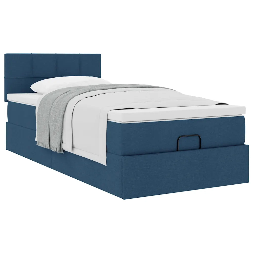 Pouf Letto con Materasso Blu 90x200 cm in Tessuto 3311434