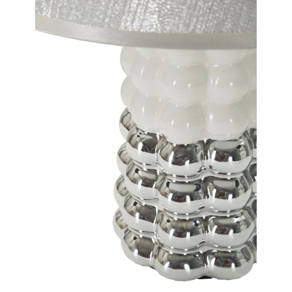 Lampada da tavolo Lace bianca e argento in ceramica Ø23×33 cm