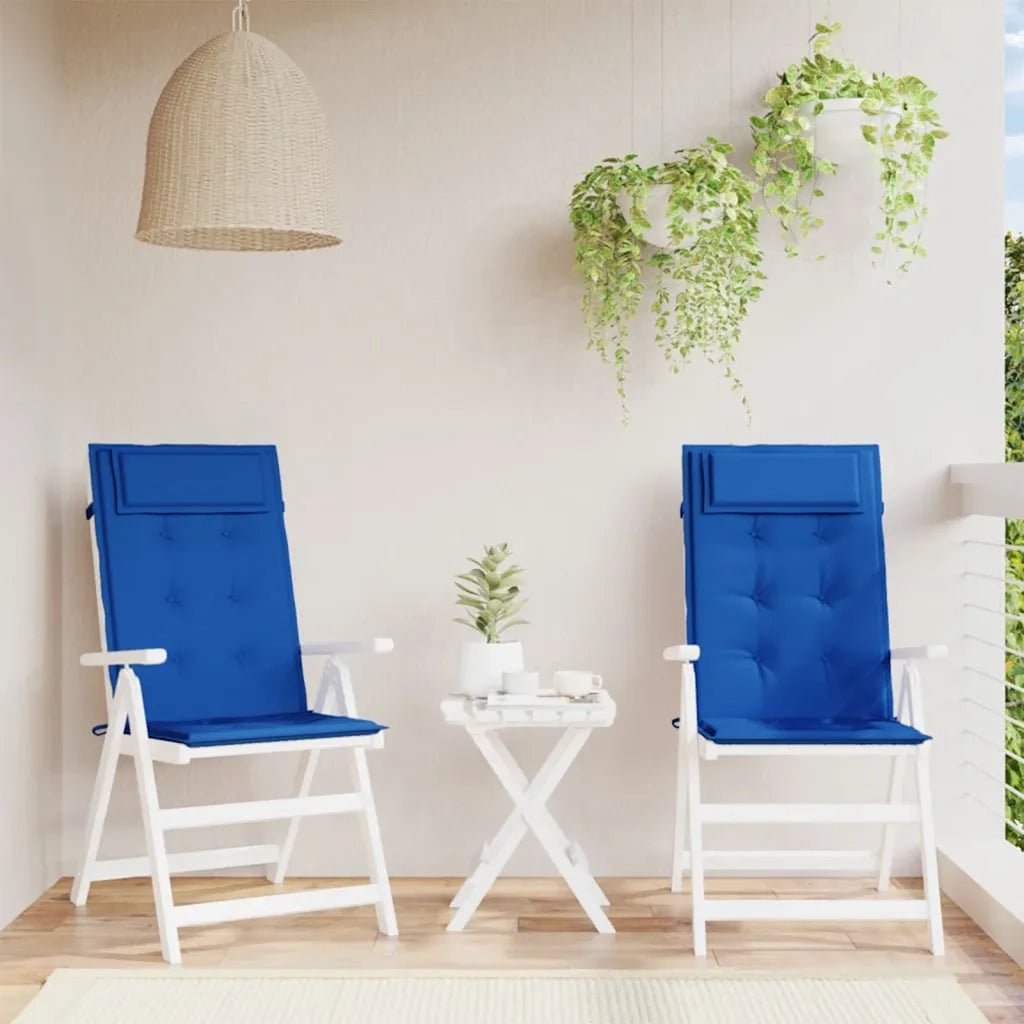 Cuscini Sedia con Schienale Alto 2 pz Blu Reale Tessuto Oxford 361904
