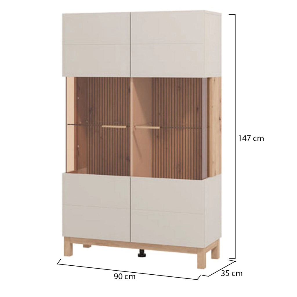 Mobile Espositore Talla, Vetrina 6 Ripiani, 90x35x146.5h cm Beige