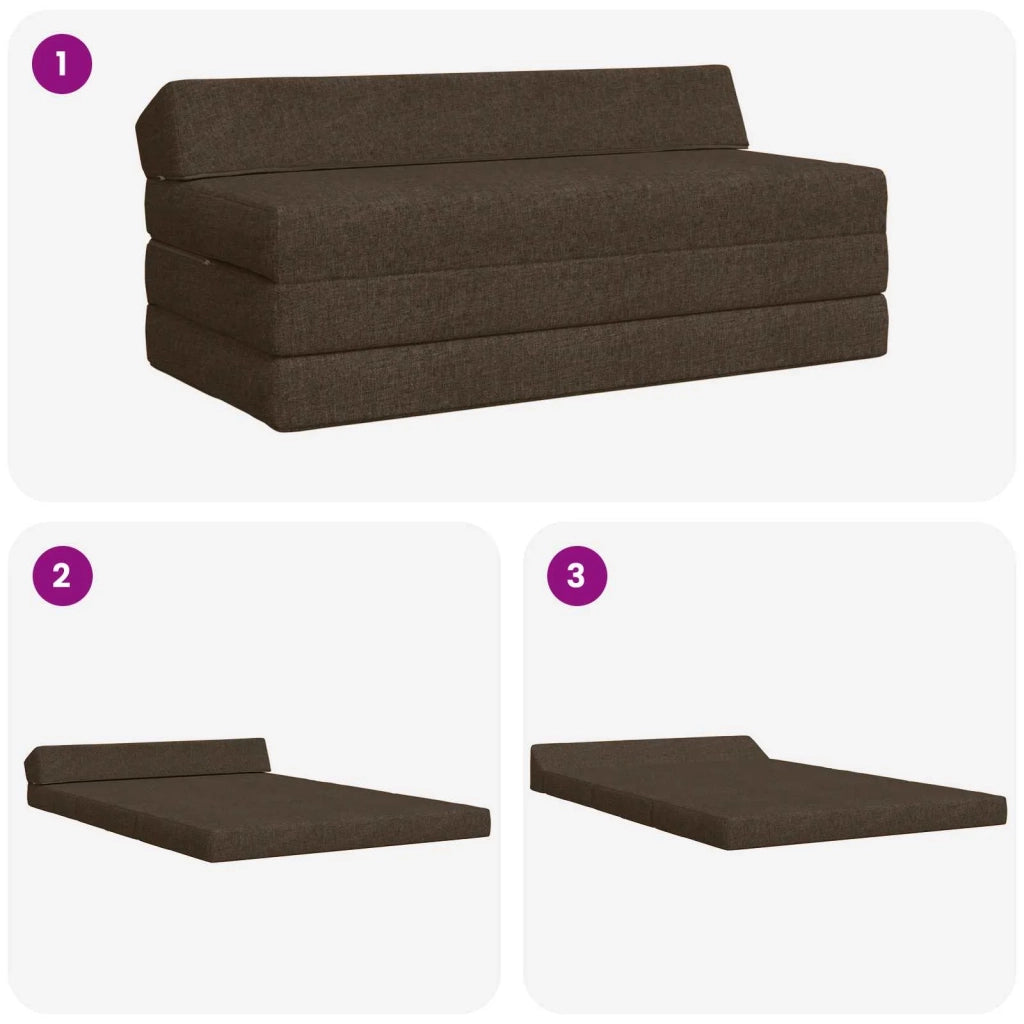 Divano Letto Pieghevole Tortora 120 x 60 x 49 cm Tessuto 900038