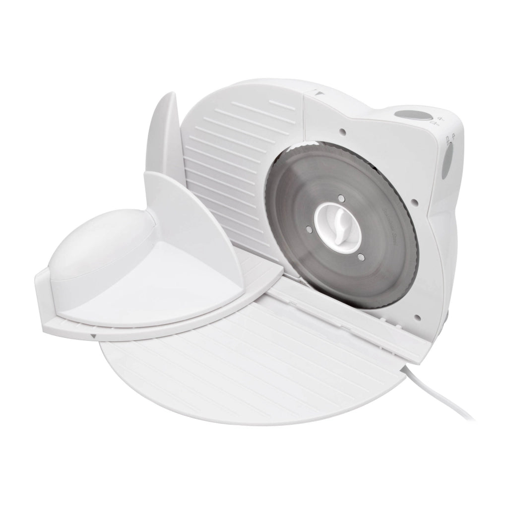 Affettatrice elettrica per salumi e formaggi, lama acciaio inox 170mm, 3 velocità regolabili, taglio da 0 a 15mm 150W - SOGO