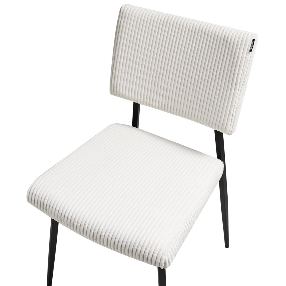 Set di 2 sedie da pranzo in velluto bianco sporco stile retrò seduta rotonda