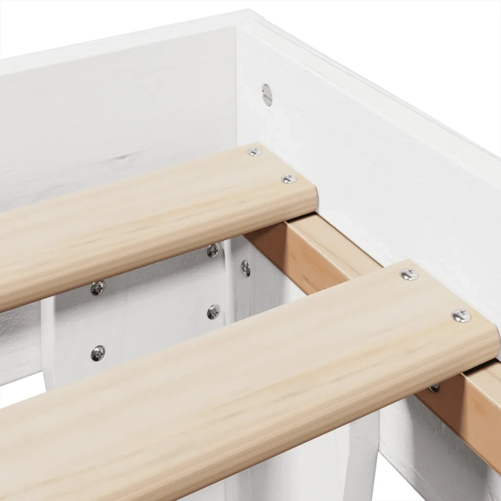 Letto senza Materasso Bianco 140x190 cm Legno Massello di Pino