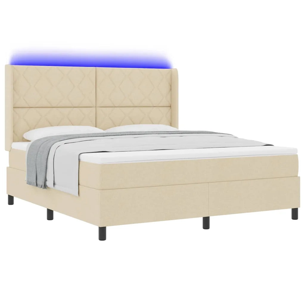 Letto a molle con materasso Crema 180 x 200 cm Tessuto 3343586