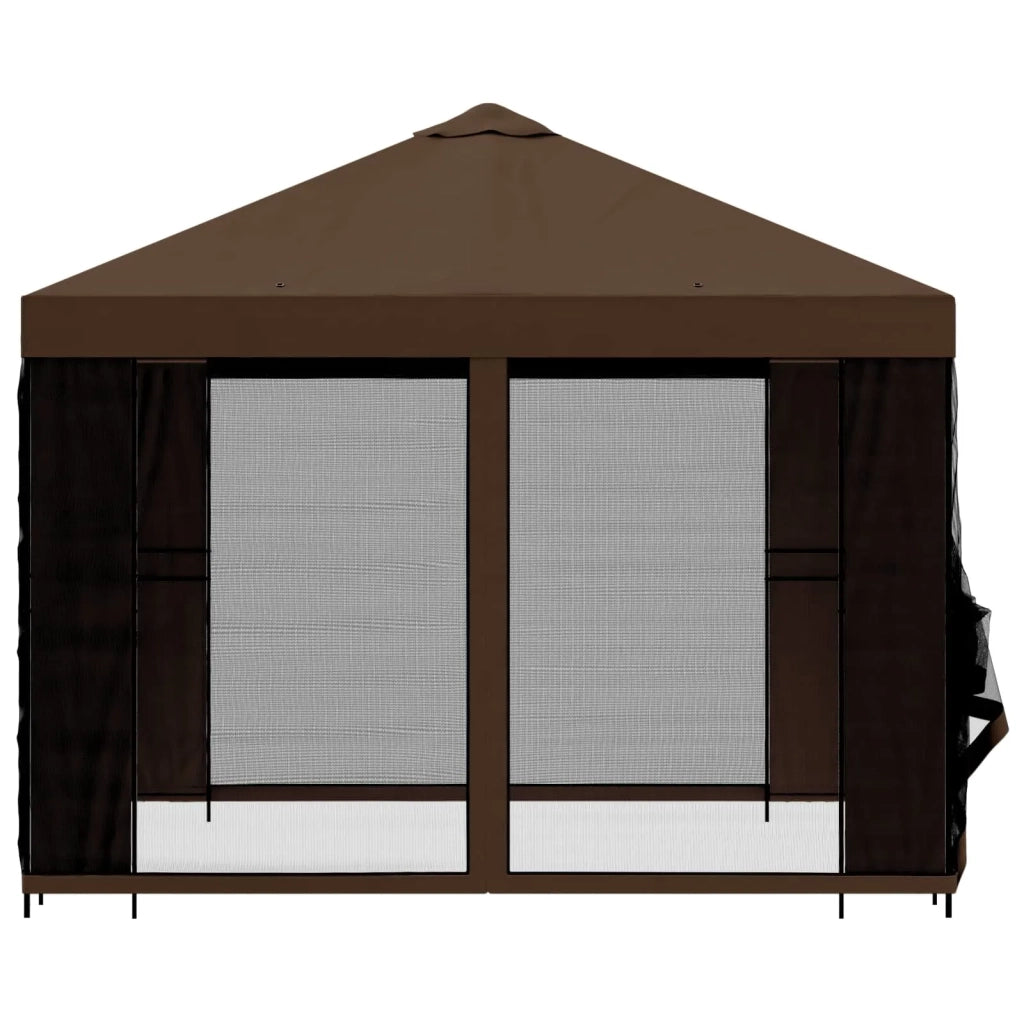 Gazebo da giardino con pareti laterali 3 x 3 m Marrone