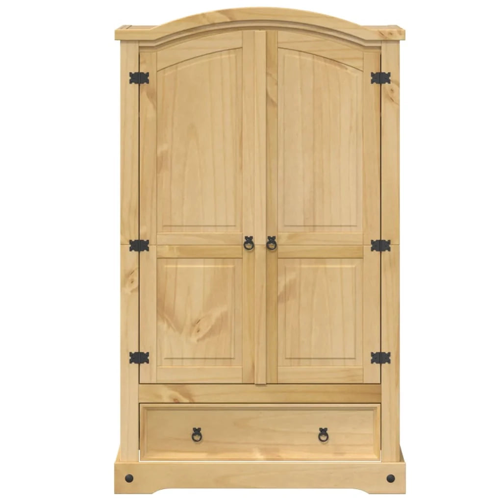 Armadio classico in legno massello di pino 101 x 52 x 170 cm grande capacità di contenimento finitura legno miele rustico 02_0056479