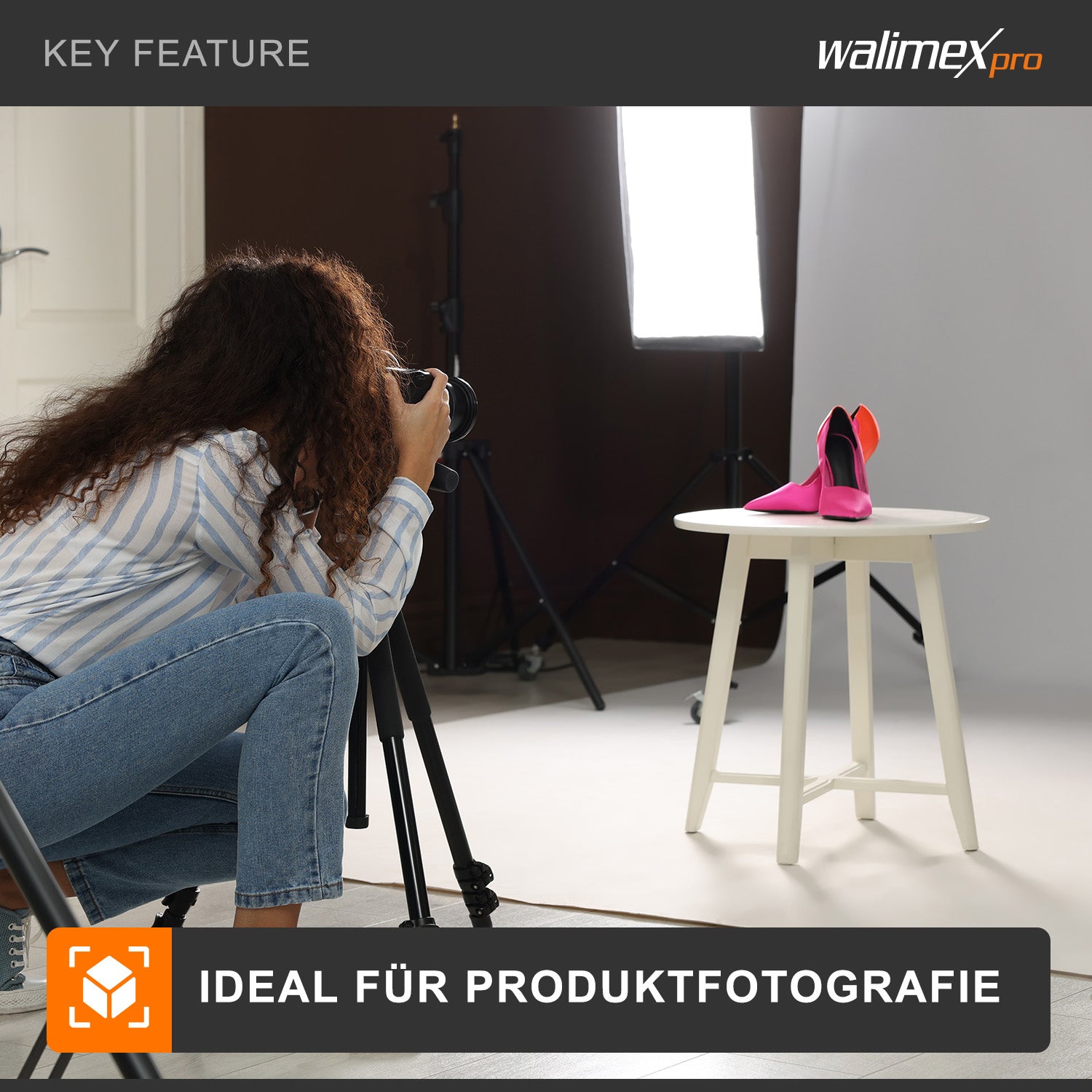 Set Softbox 50x70cm con 4 LED 35W, inclinazione di 135°, con diffusore, per illuminazione studio fotografico