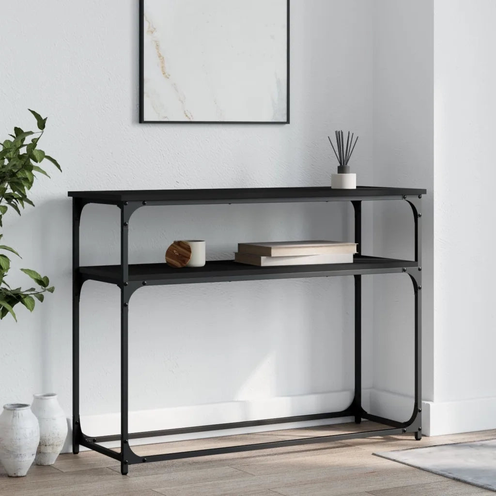Tavolino Consolle-Tavolino da soggiorno-Tavolo Nero 100x35,5x75 cm in Legno Multistrato 844295