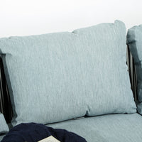 Set Salotto da Giardino Divano Angolare e Tavolino da Caffè Nero Grigio e Blu