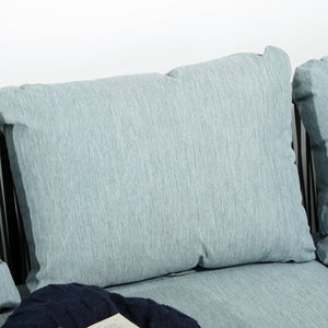 Set Salotto da Giardino Divano Angolare e Tavolino da Caffè Nero Grigio e Blu