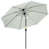 Ombrellone da Giardino Rotondo con Manovella e Inclinabile a 3 Livelli, Ø265x240 cm, Crema
