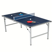 Tavolo da ping-pong pieghevole 152,5 x 76 x 71 cm pratico e resistente per le attività in famiglia realizzato in MDF blu 20_0020543