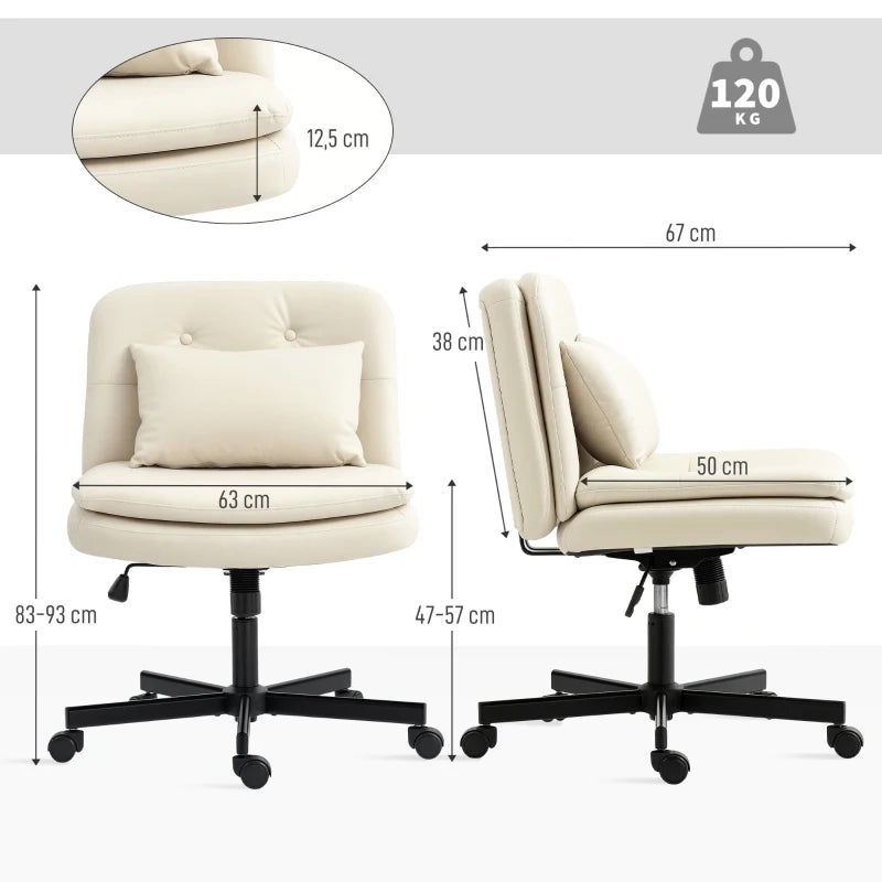 SEDIA Ufficio girevole 63x67x83-93 cm in pelle sintetica Beige