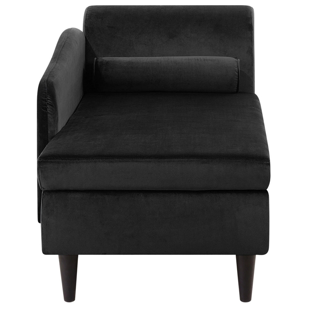 Chaise longue Rivestimento in velluto Nero con contenitore a versione destra con cuscino