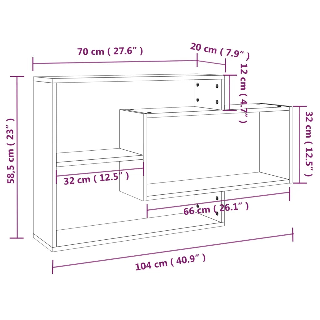 Mensola a Muro Grigio Sonoma 104x20x58,5 cm Legno Multistrato cod mxl 33270
