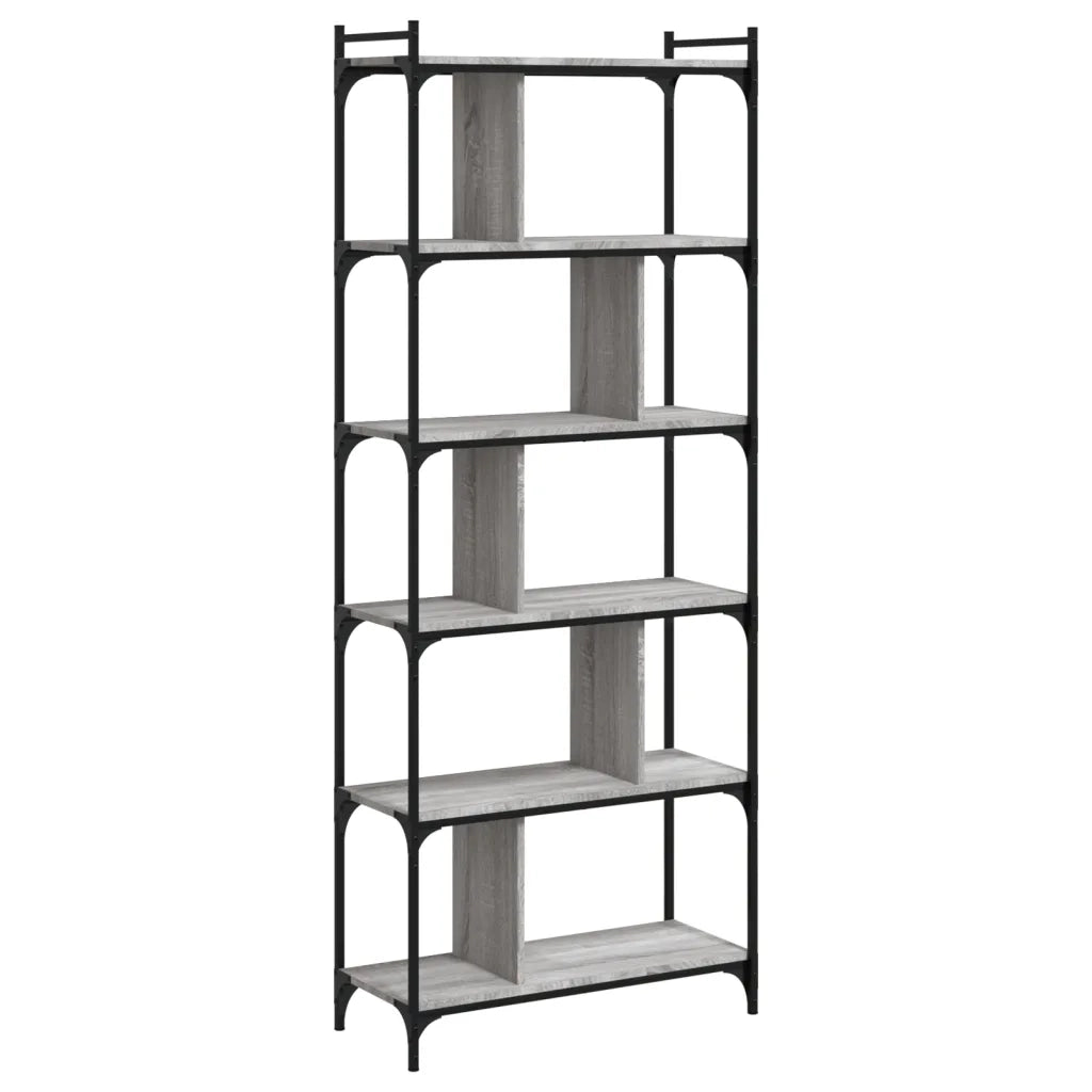 Libreria Grigio Sonoma 6 Ripiani 76x32x192 cm Legno Multistratocod mxl 83085