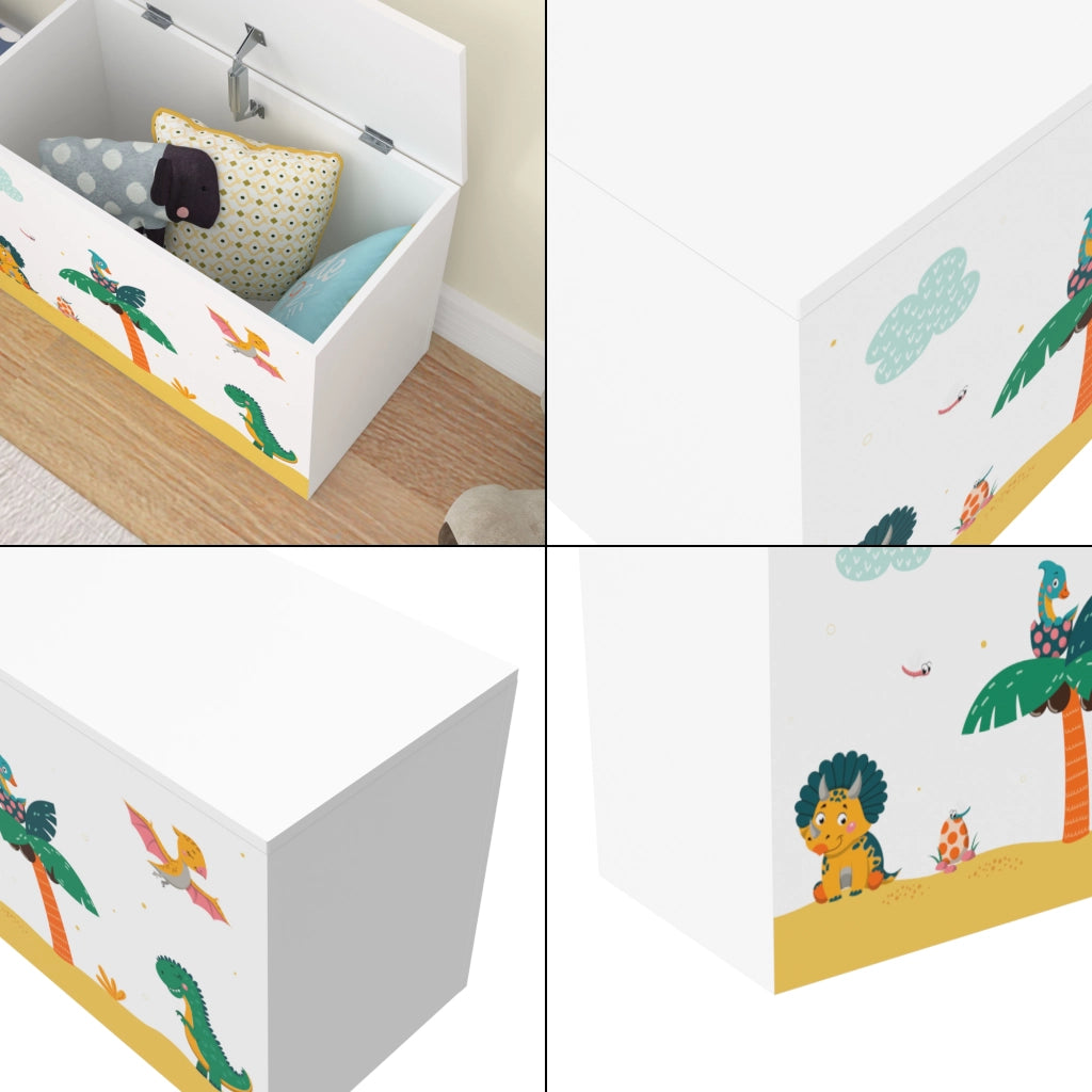 Baule 'Oleiros' per Giocattoli Cassapanca per Cameretta - Decorazione Dinosauro [en.casa]
