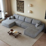 Divano angolare modulare in tessuto con seduta profonda in schiuma ad alta elasticità grigio 270 × 175 × 83 cm