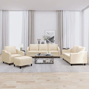 Set di Divani 4 pz con Cuscini Crema in Tessuto 3201780