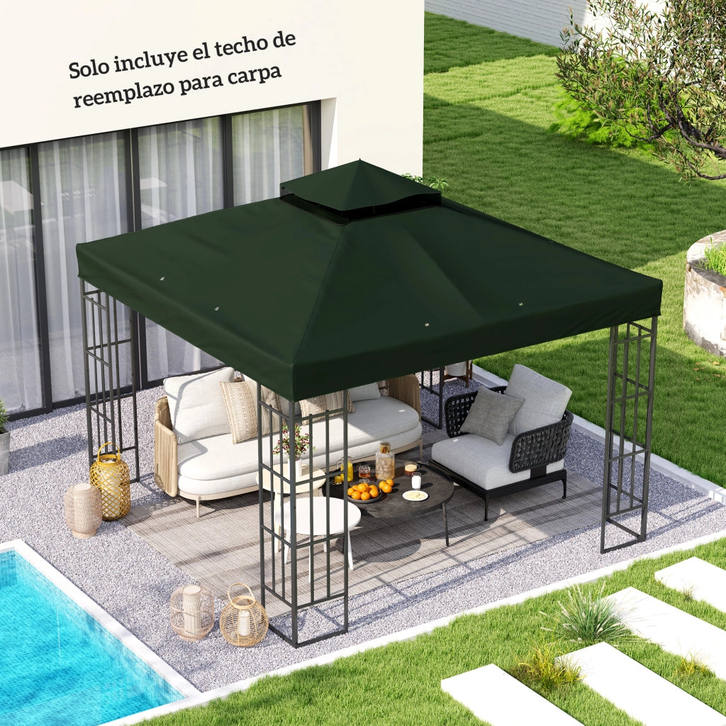 Toldo da Giardino 3x3 m ¨C zephmum ¨C Verde, Doppio Tetto, UPF30+