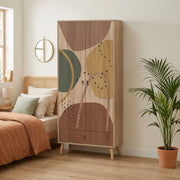 Guardaroba 2 ante Atomic, Mobile camera da letto, Cabina armadio portabiti, Armadio appendiabiti, 80x45h190 cm, Multicolore