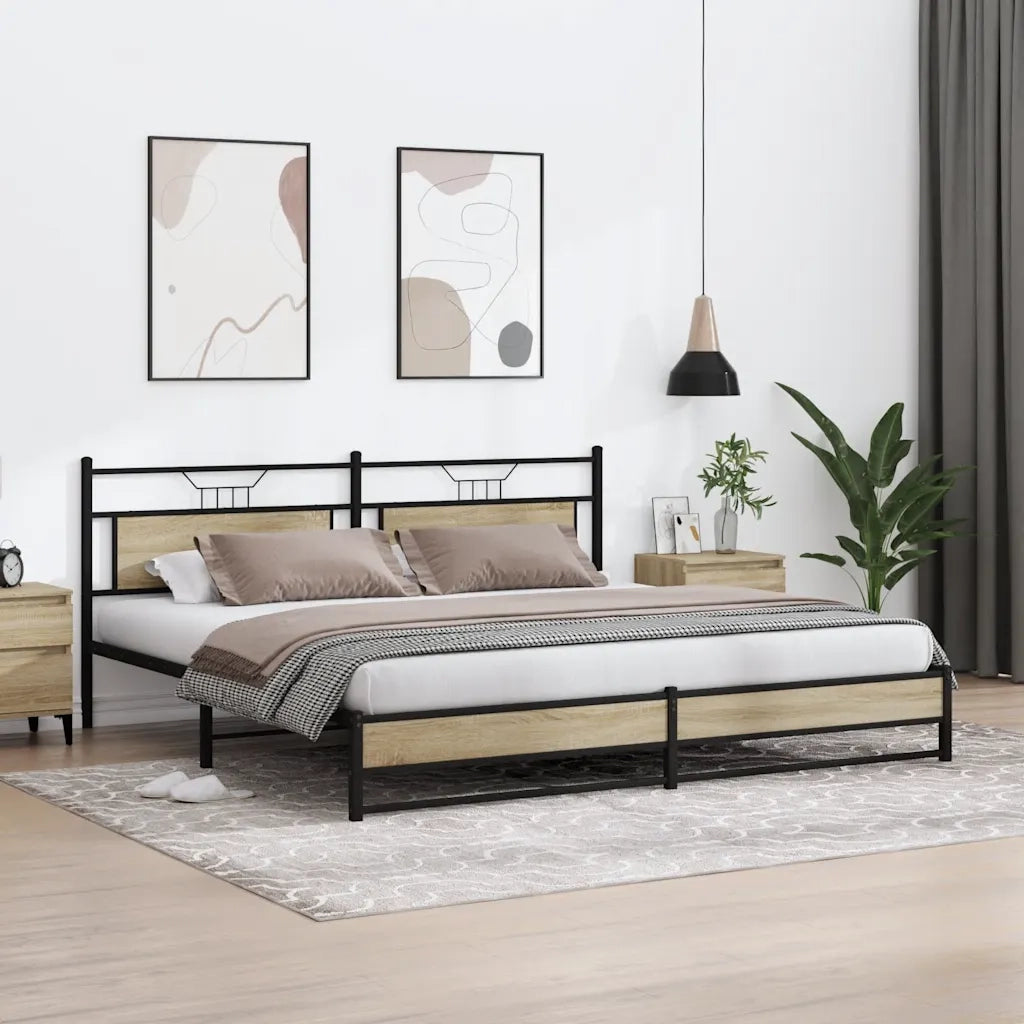 Giroletto senza Materaso in Metallo Rovere Sonoma 193x201 cm 3325122