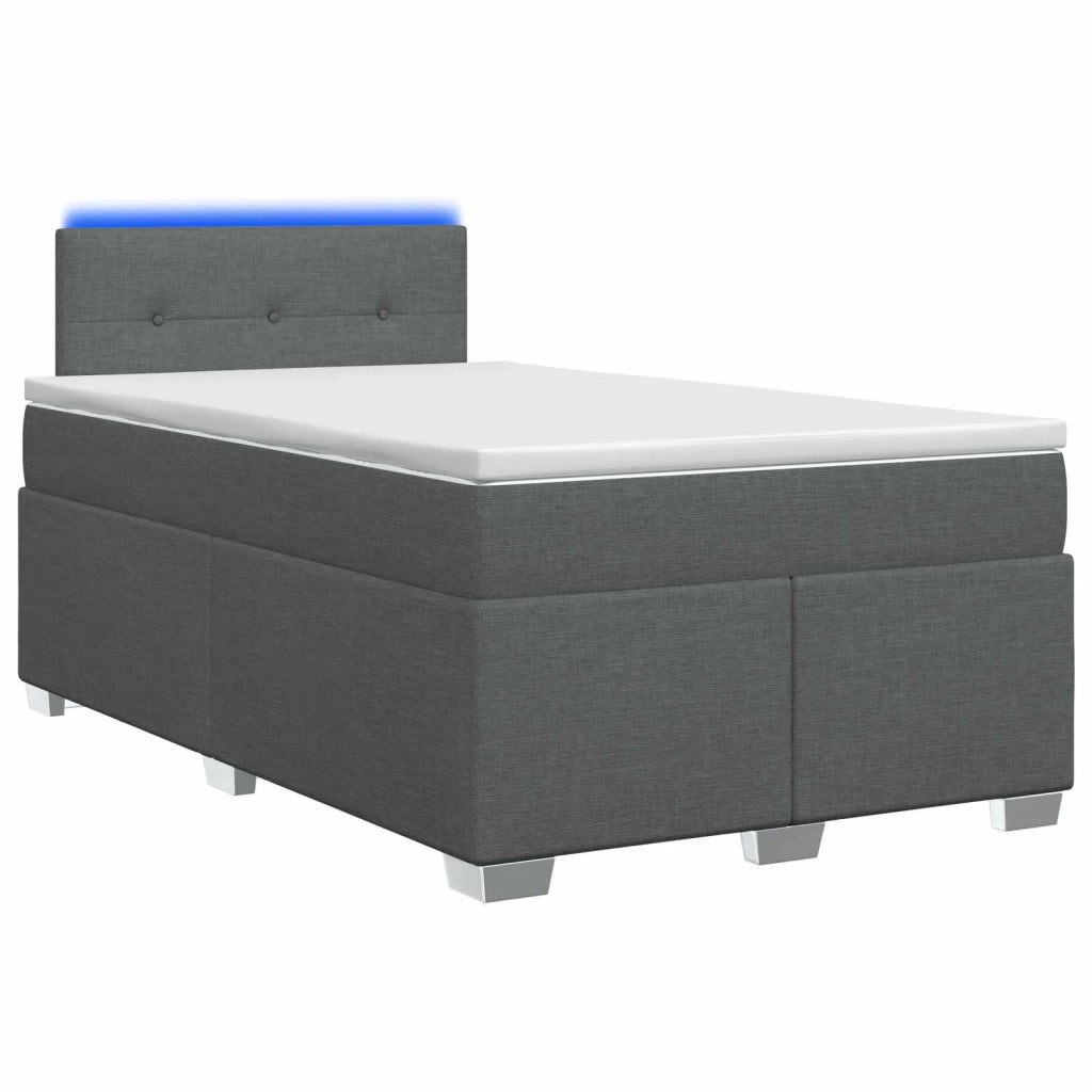 Letto con Box Spring, Materasso e LED Grigio Scuro 120 x 190 cm 3451897
