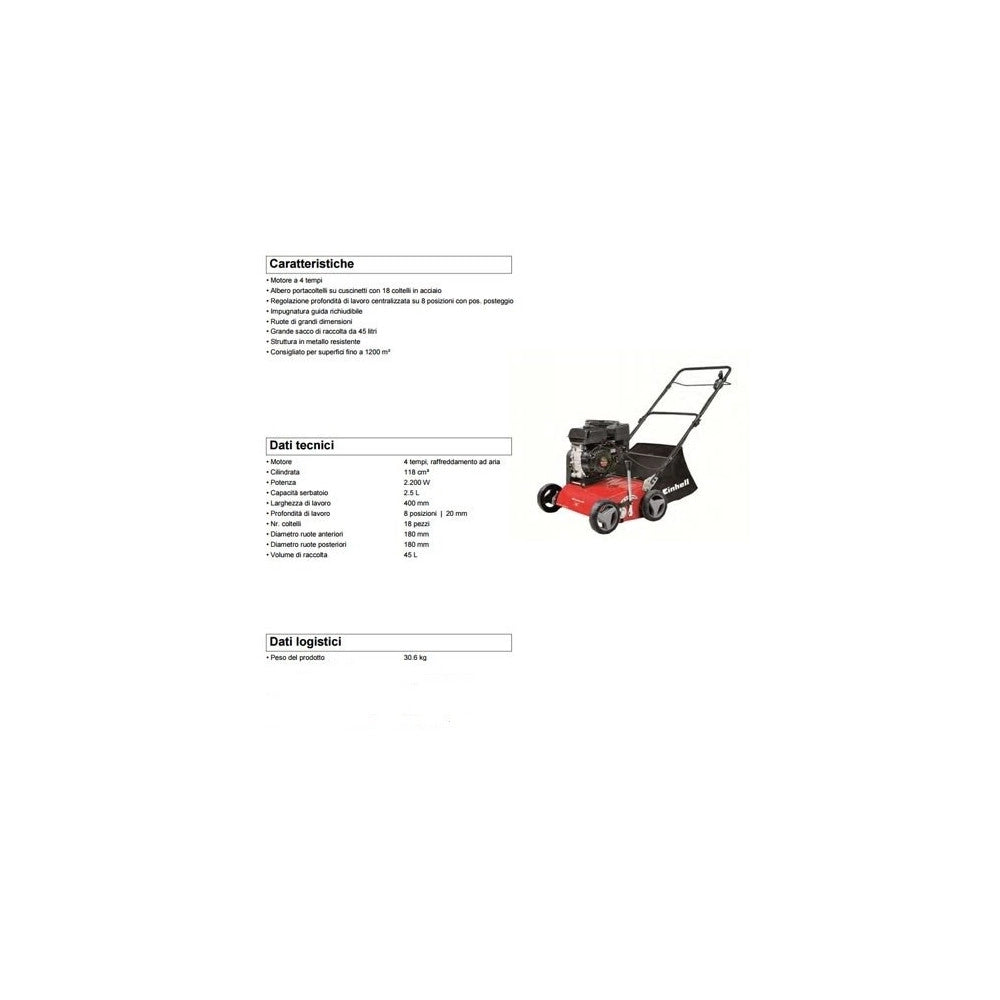 Trade Shop - Arieggiatore A Scoppio Einhell Gc-sc 2240 P Motore 118 Cc 4 Tempi Benzina -